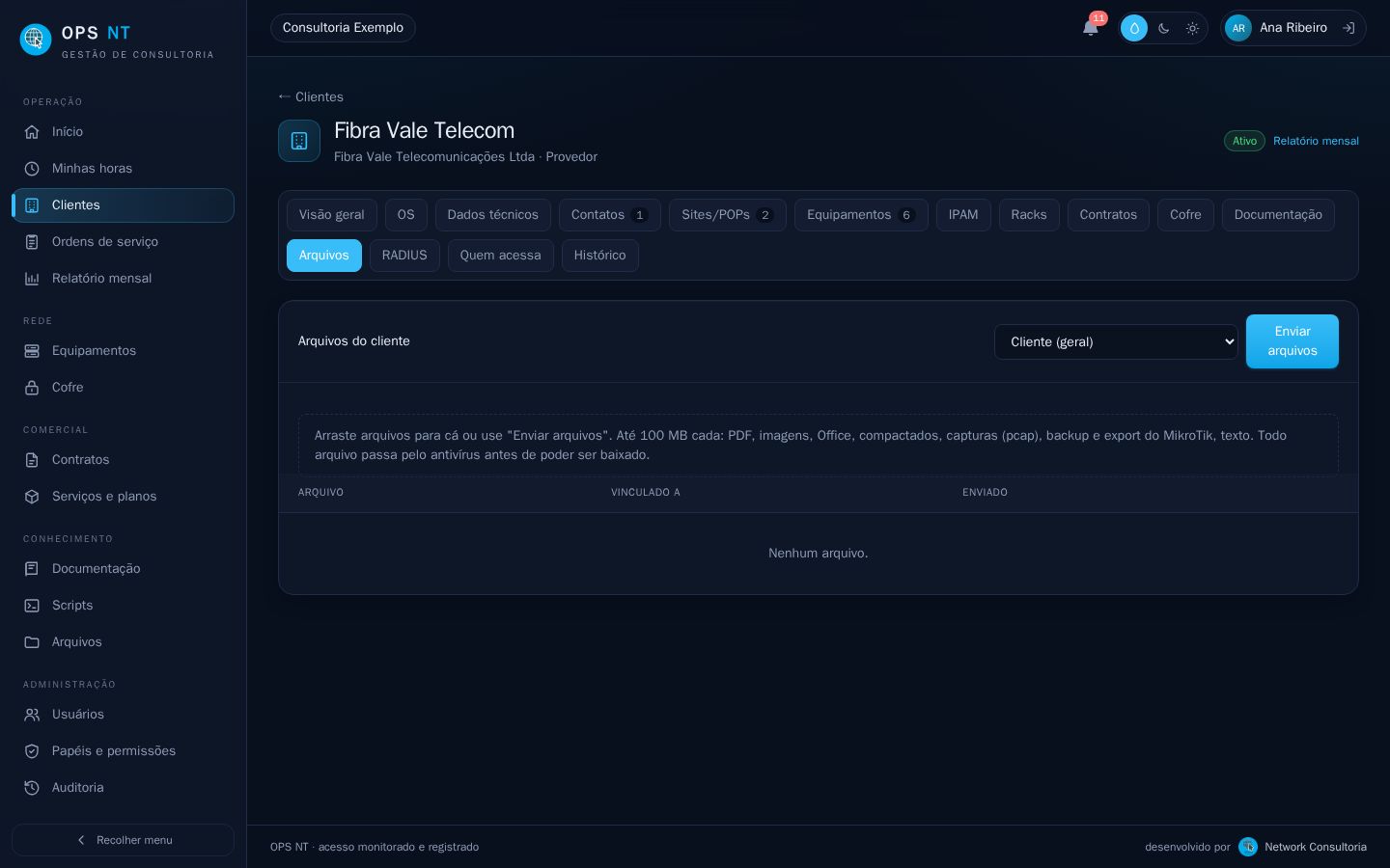 Arquivos do cliente