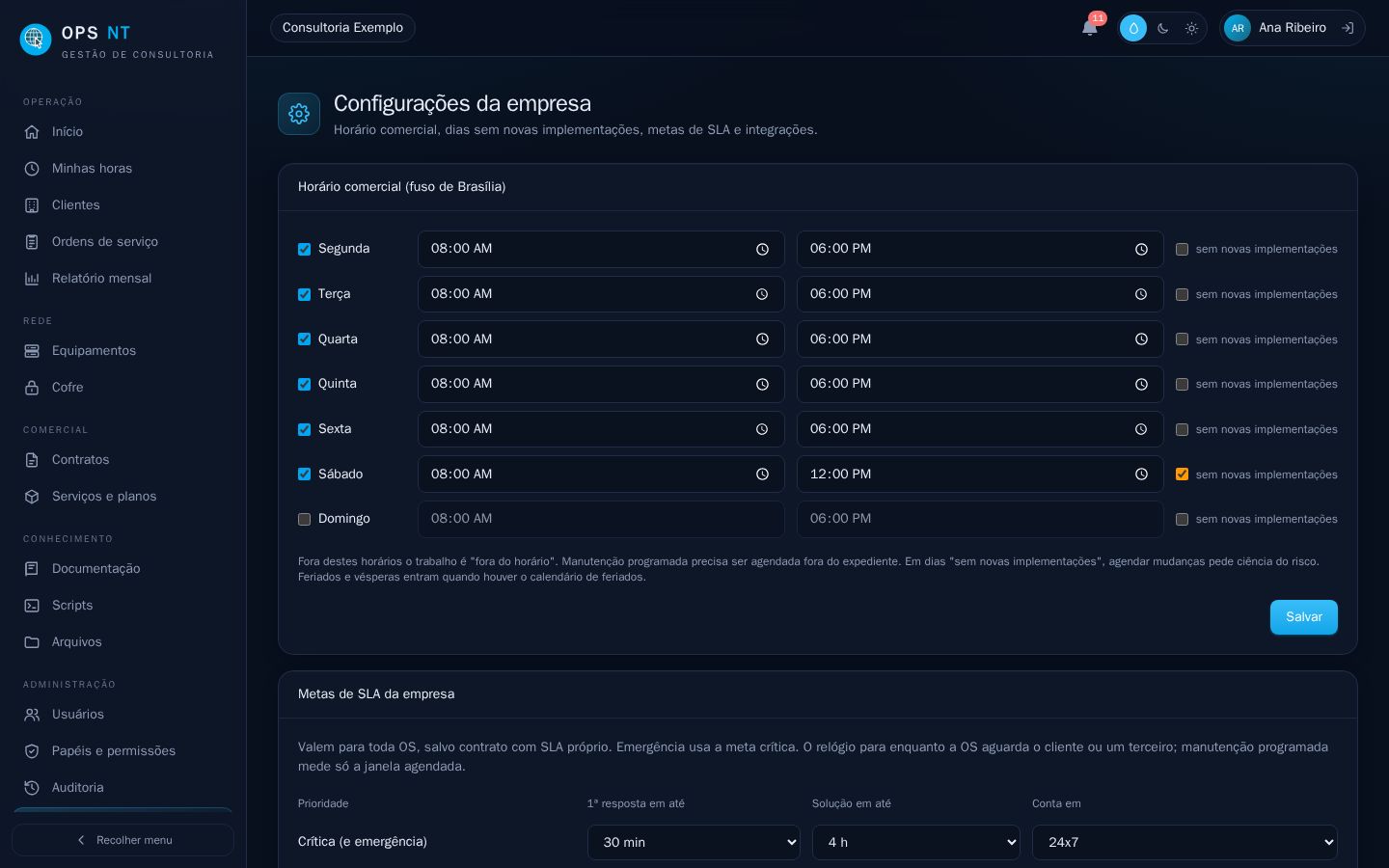 Configurações
